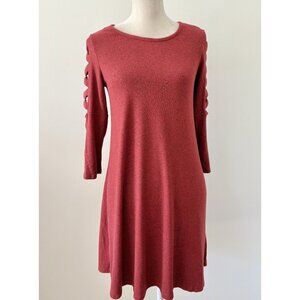 Red Knit Dress With Crisscross Sleeve Detail By & By Size M